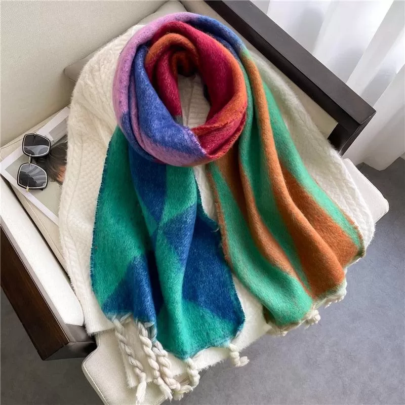 Thick Cashmere Pashmina Scarf with Tassels for Women Warm Soft Shawl Wraps