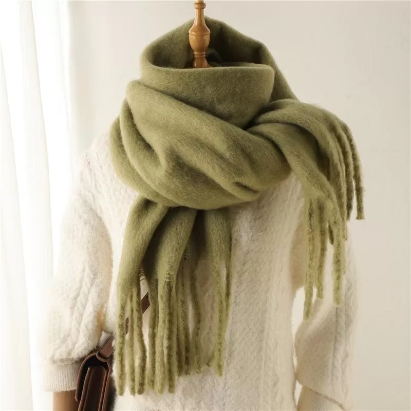 Thick Cashmere Pashmina Scarf with Tassels for Women Warm Soft Shawl Wraps