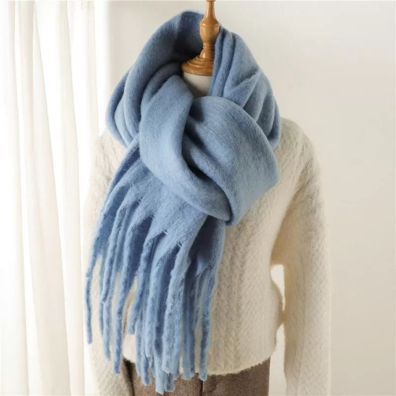 Thick Cashmere Pashmina Scarf with Tassels for Women Warm Soft Shawl Wraps