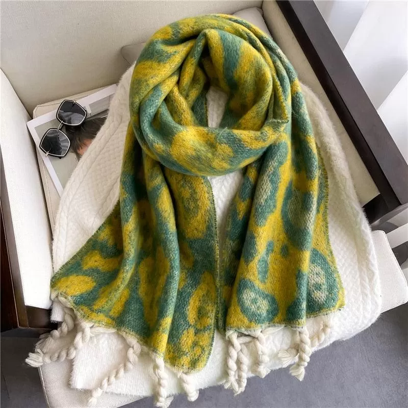 Thick Cashmere Pashmina Scarf with Tassels for Women Warm Soft Shawl Wraps