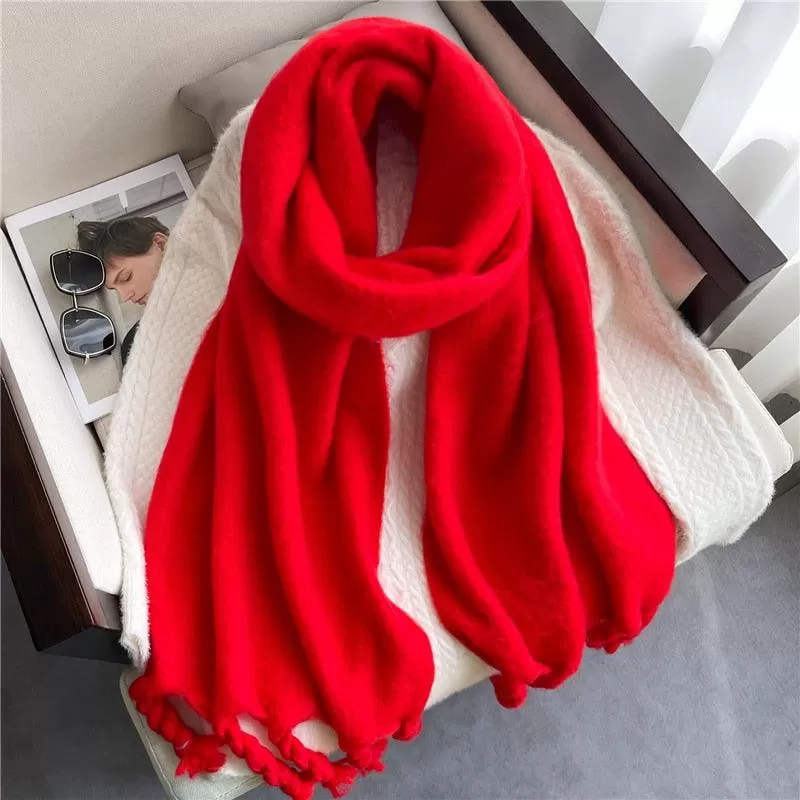 Thick Cashmere Pashmina Scarf with Tassels for Women Warm Soft Shawl Wraps