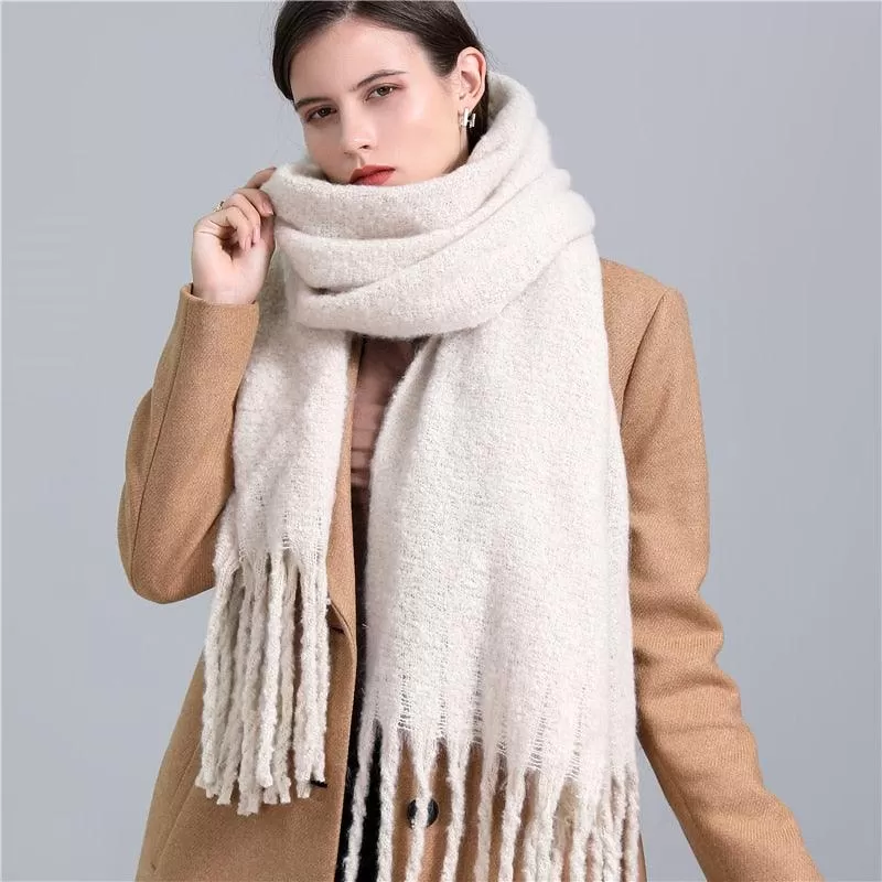 Thick Cashmere Pashmina Scarf with Tassels for Women Warm Soft Shawl Wraps