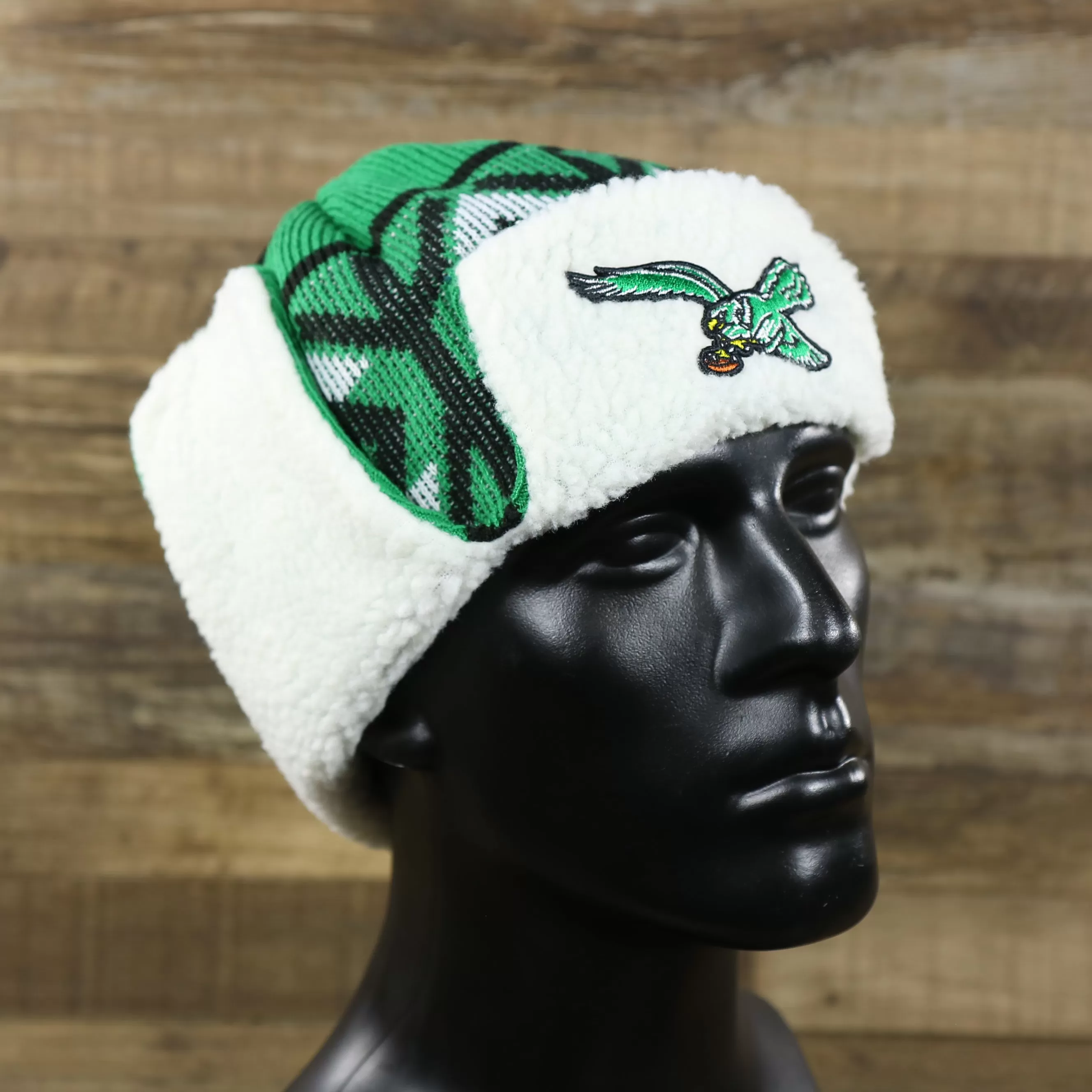 Throwback Philadelphia Eagles Winter Print Trapper Hat | Kelly Green Trapper Hat