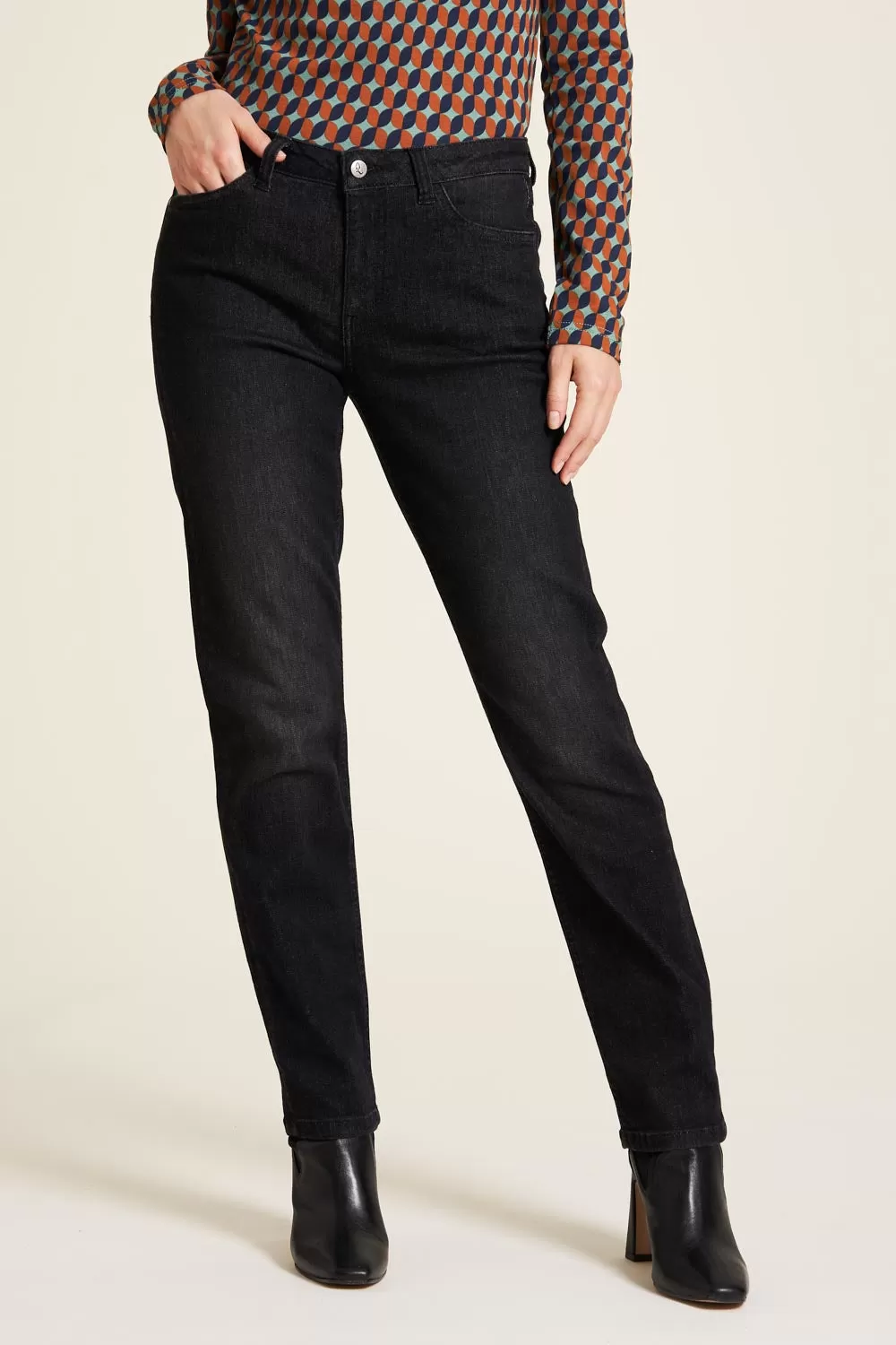 Tranquillo Black Stretch Denim Straight Jeans