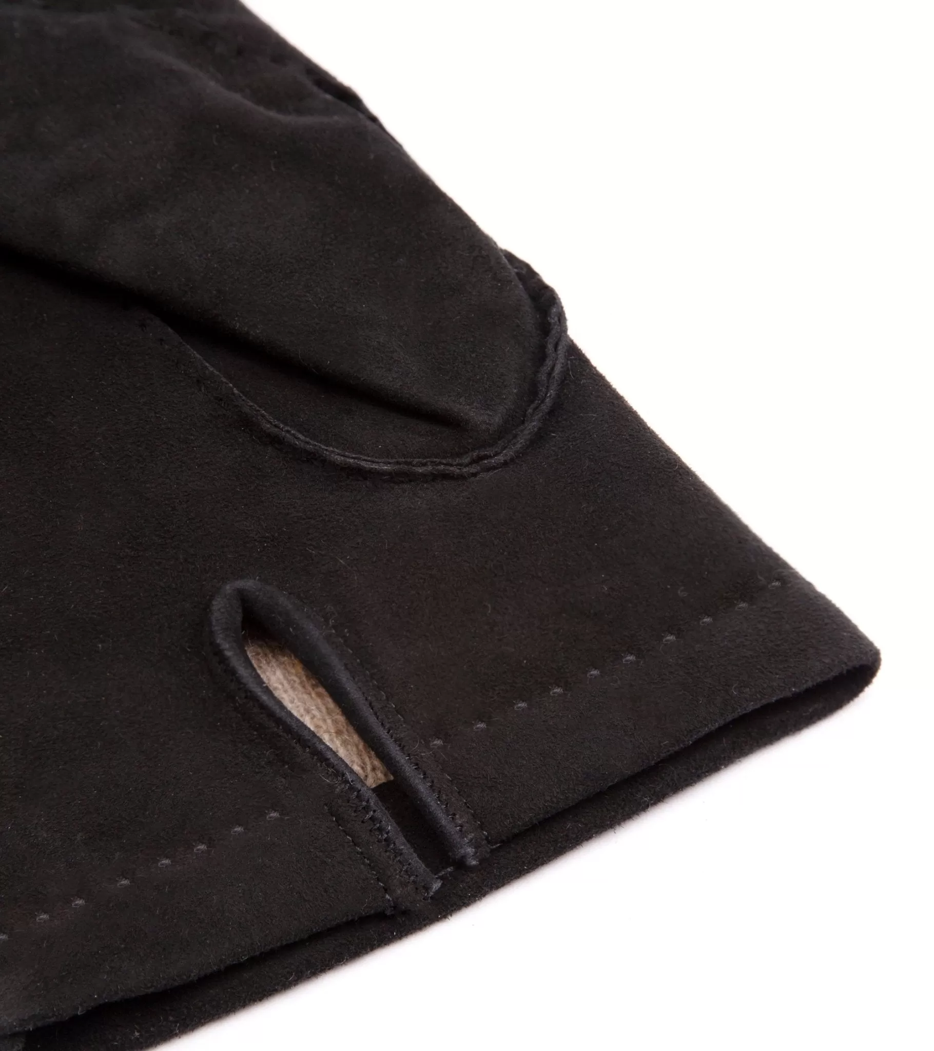 Trunk Cashmere Lined Suede Gloves: Black