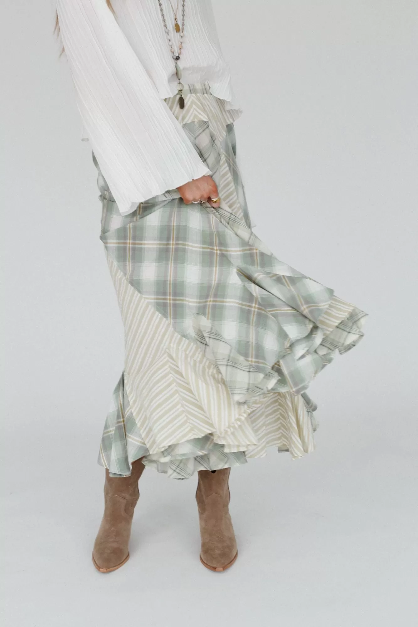 Twirl With Us Maxi Skirt - Sage