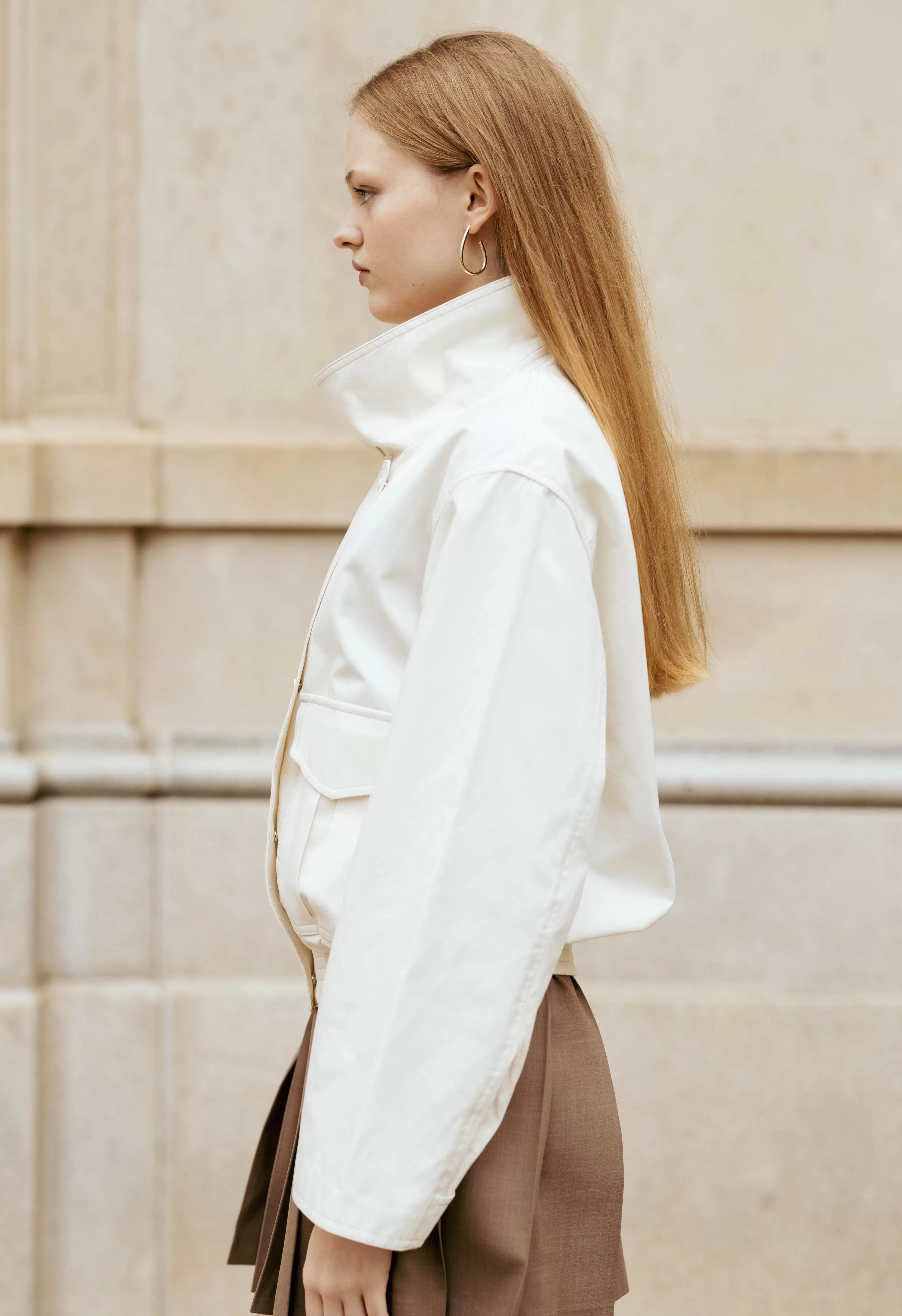 Twyla High Neck Jacket In White