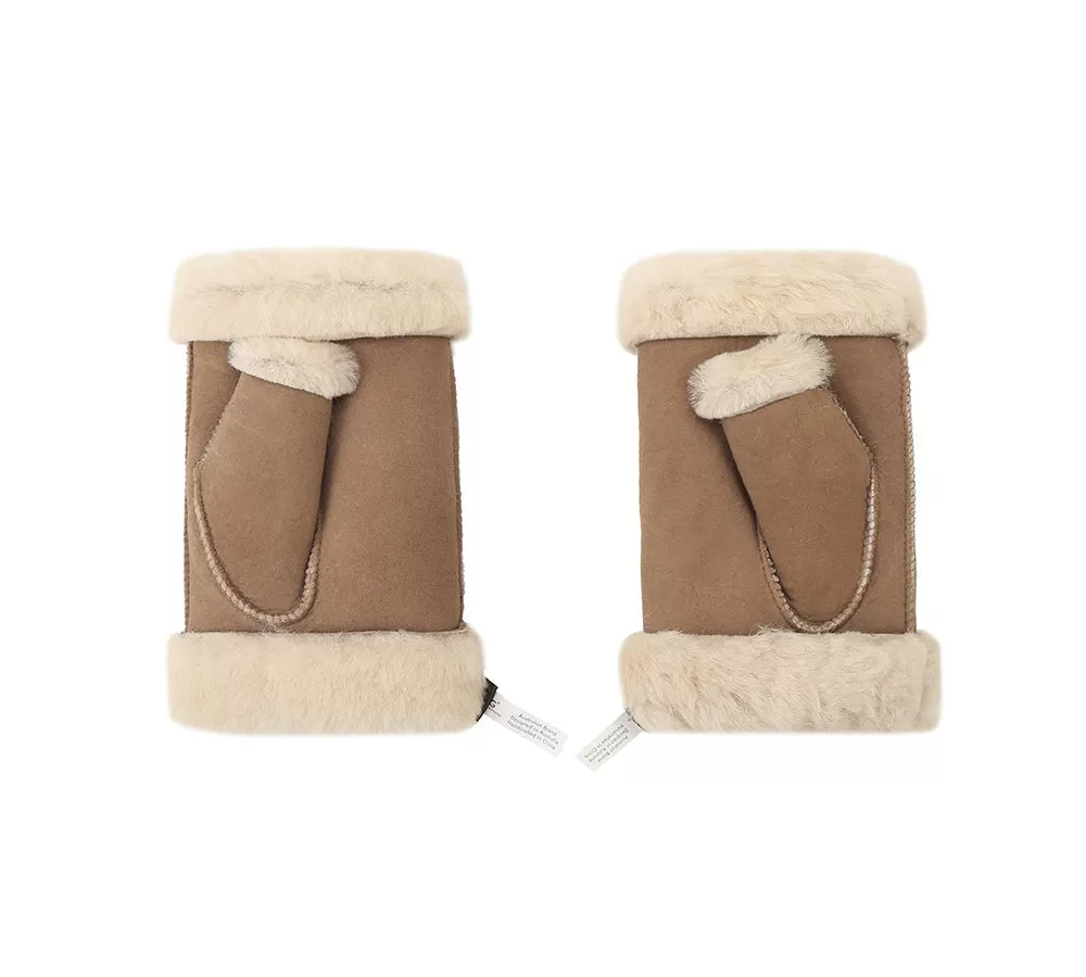 UGG AUSTRALIAN SHEPHERD Fluffy Fingerless Sheepskin Wool Mittens