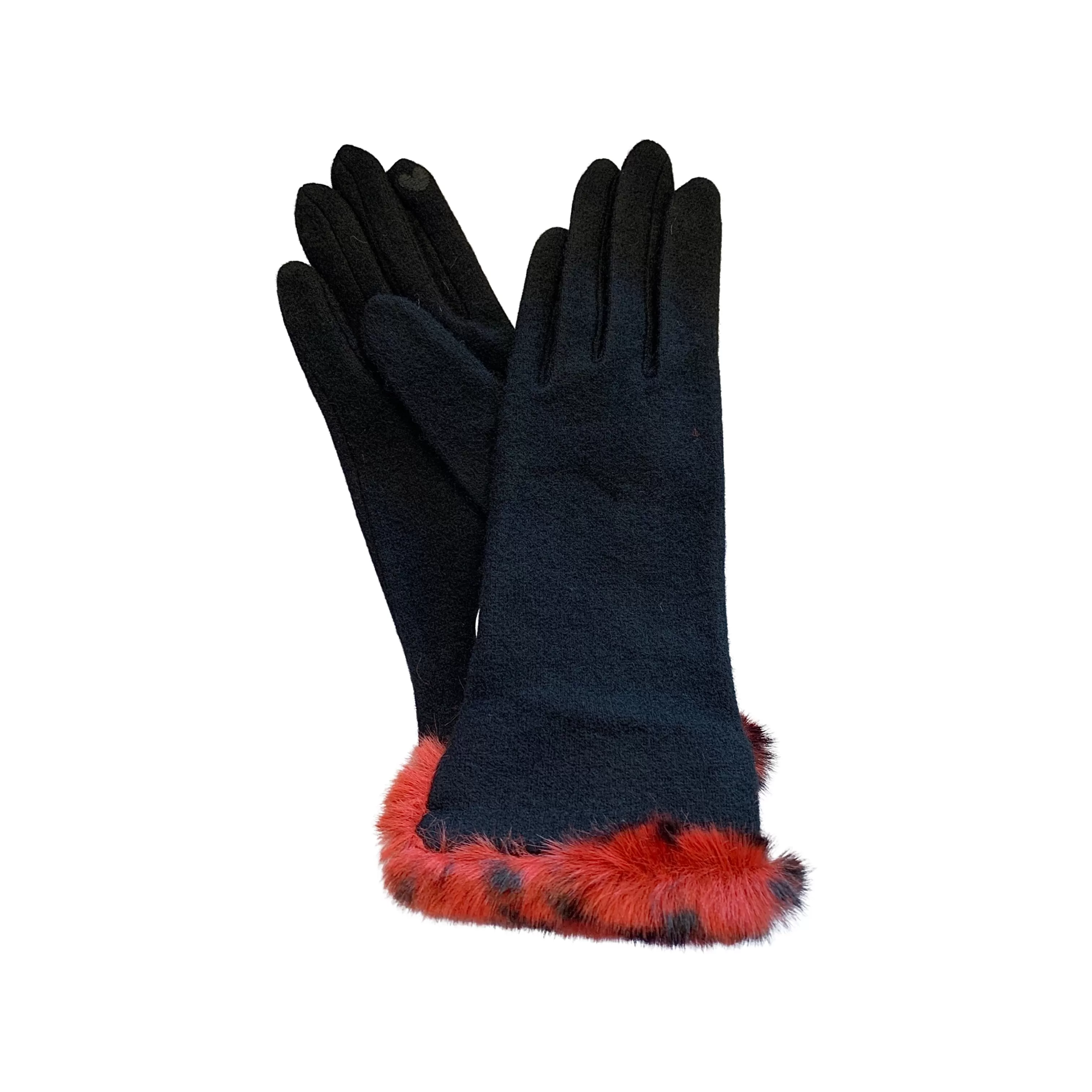 V22113 Black/ Faux Fur Gloves