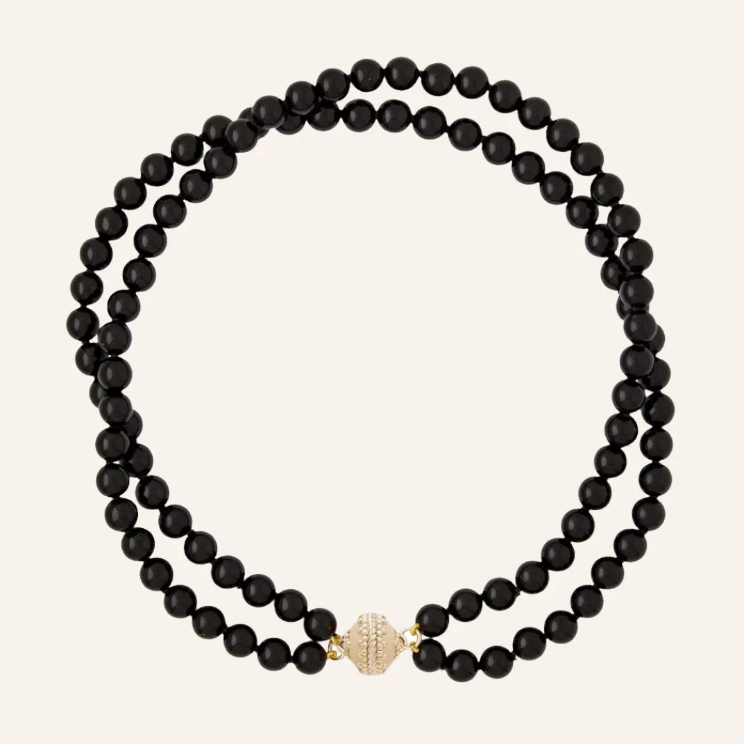 Victoire Black Obsidian 8mm Double Strand Necklace