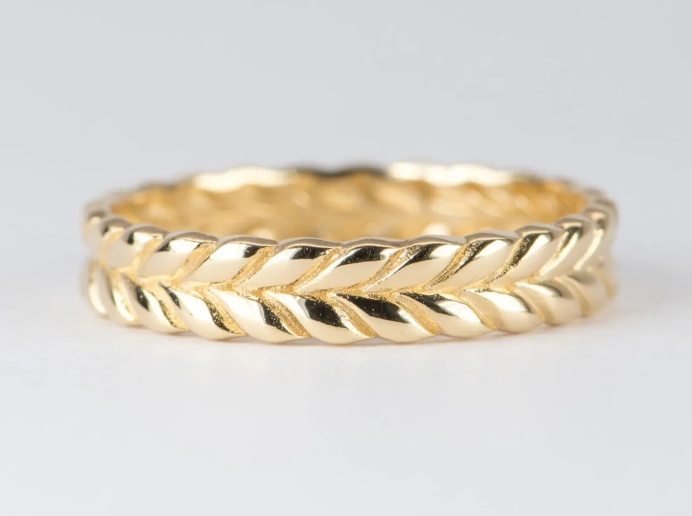 Wheat Design Full Eternity Wedding Band 18K Gold 2.47g R5057