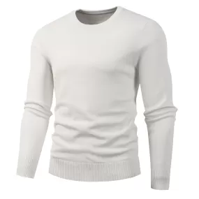 White Color Cotton O Neck Flat Knitted Sweatshirt Sweater Pullover for Men