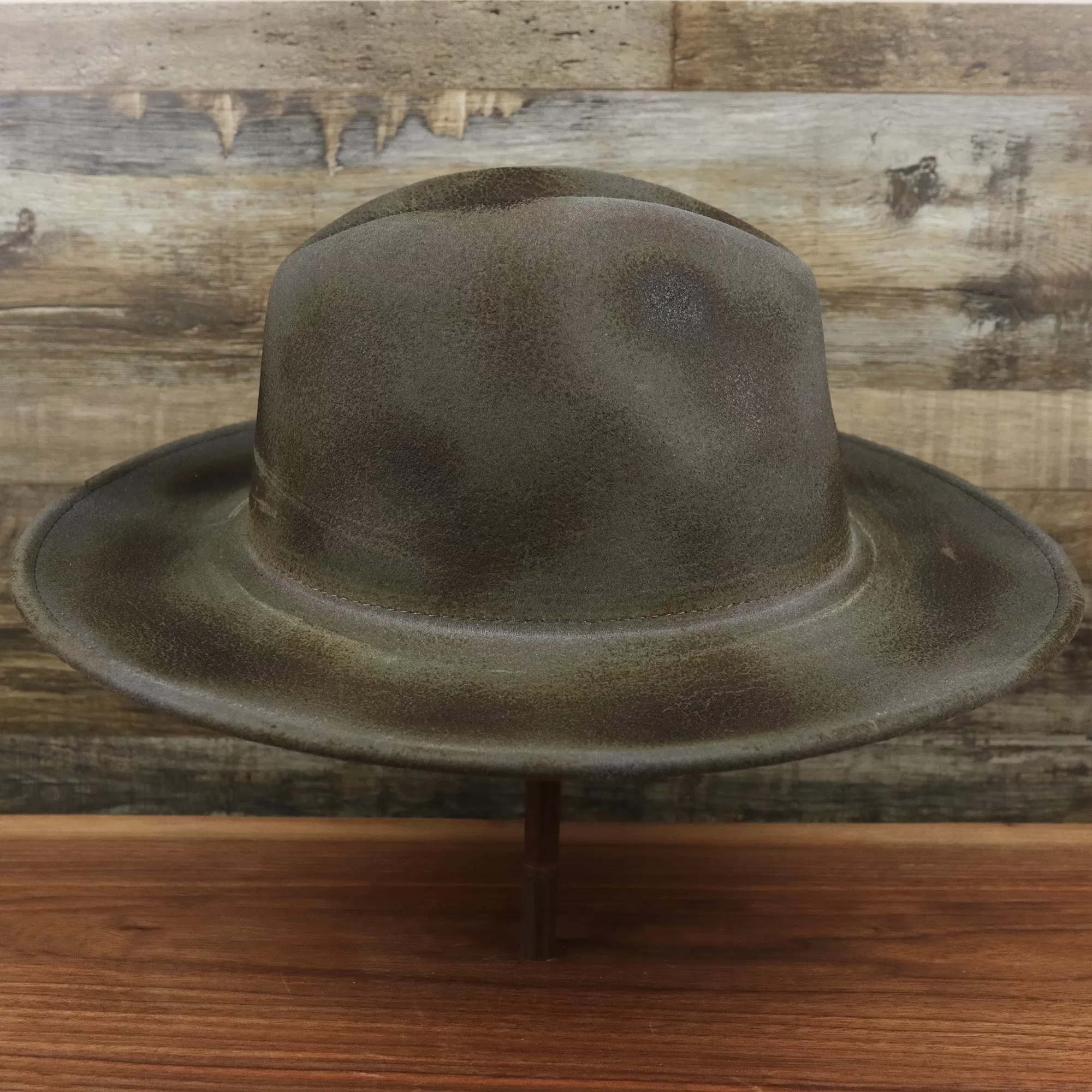 Wide Brim Ribbon Edge Chared Fedora Hat with Brown Paisley Silk Interior | Zertrue 100% Australian Wool