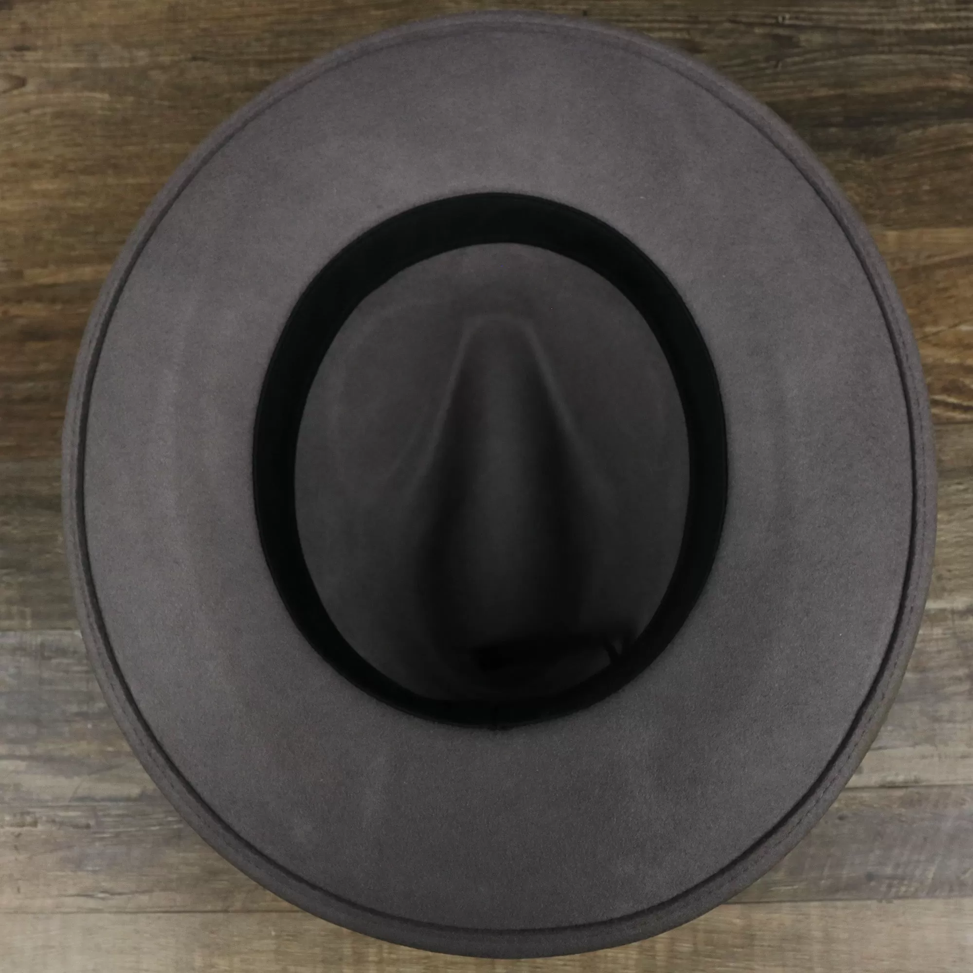 Wide Brim Ribbon Edge Chared Fedora Hat with Brown Paisley Silk Interior | Zertrue 100% Australian Wool