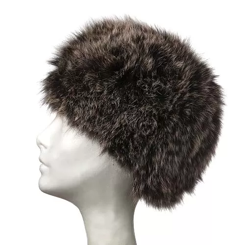 Women's Knitted Fox Fur Snowtop Hat