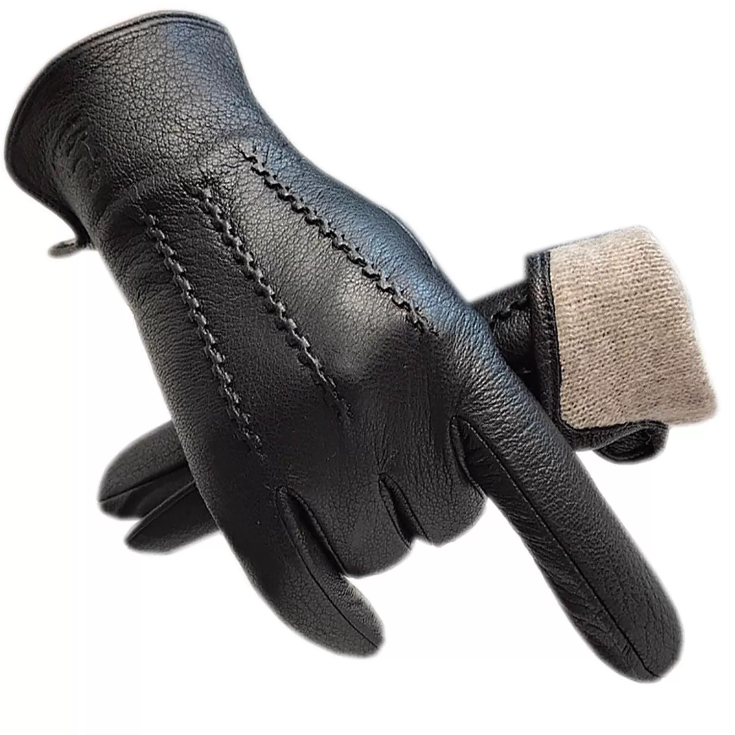 Wool Lined Fashion Leather Gloves