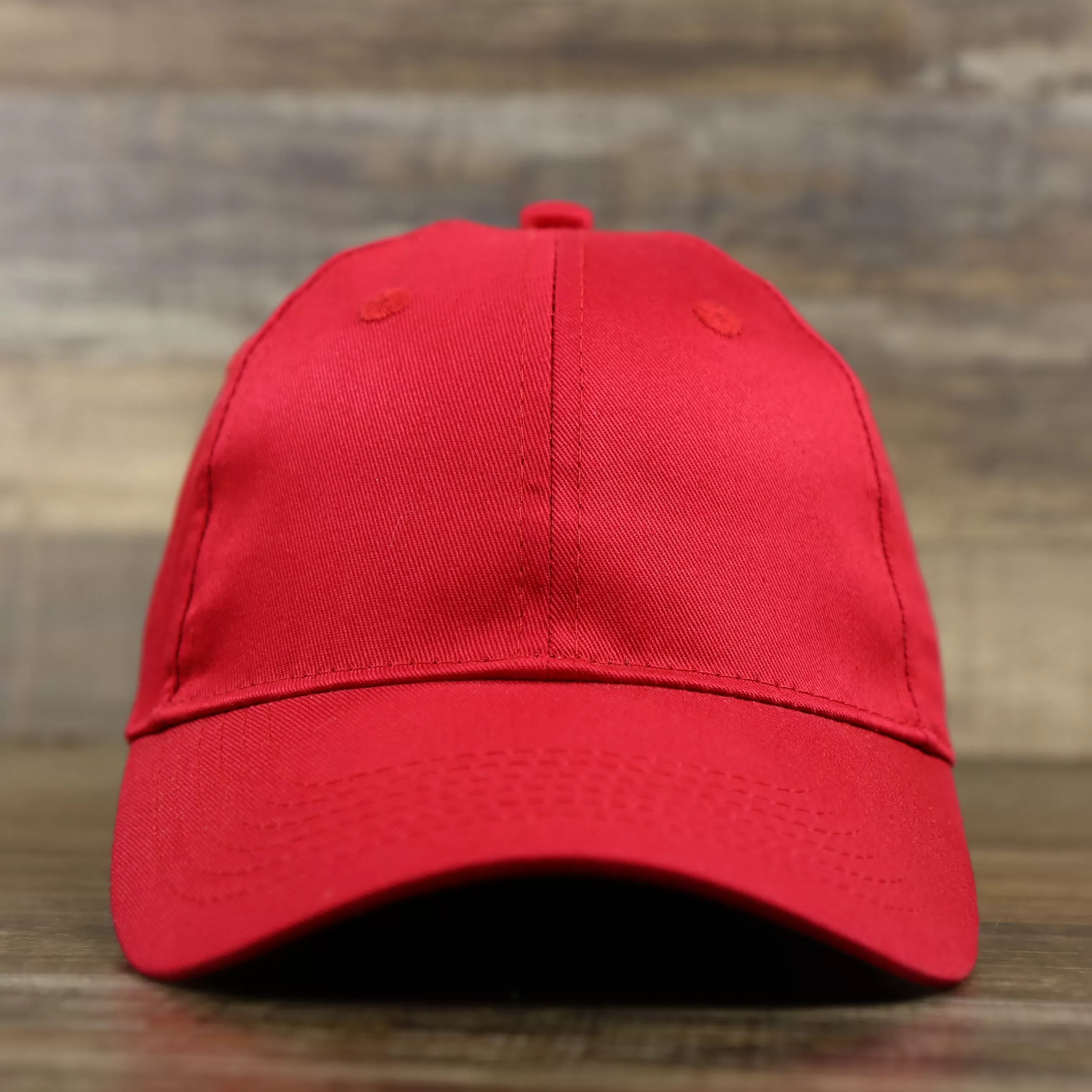 Youth Cardinal Red Flat Brim Blank Baseball Hat | Kid’s Red Dad Hat