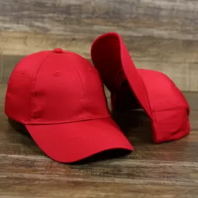 Youth Cardinal Red Flat Brim Blank Baseball Hat | Kid’s Red Dad Hat