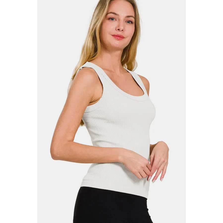 Zenana 2 Way Neckline Washed Ribbed Tank