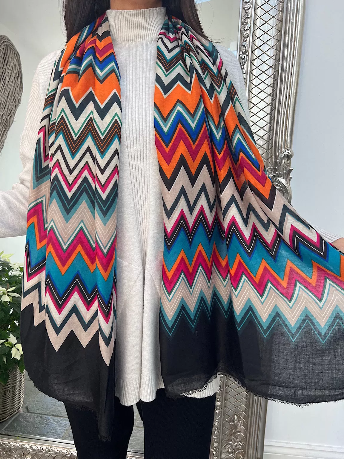 Zig Zag Print Scarf